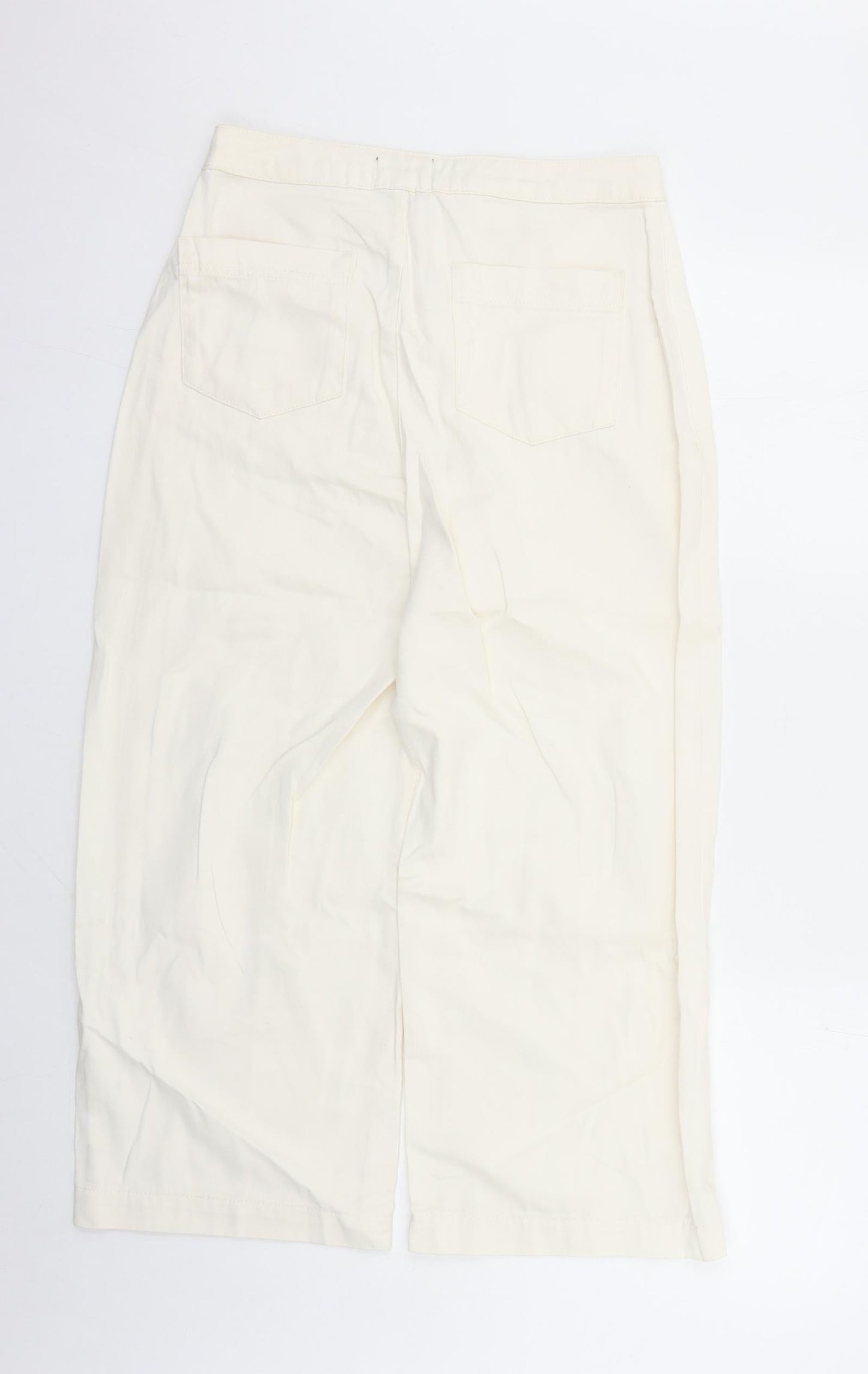 Phase Eight Womens Ivory Cotton Cropped Jeans Size 10 L24 in Regular Zip