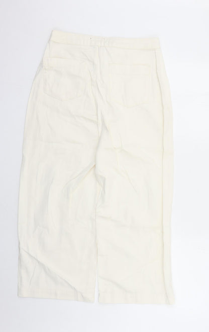 Phase Eight Womens Ivory Cotton Cropped Jeans Size 10 L24 in Regular Zip