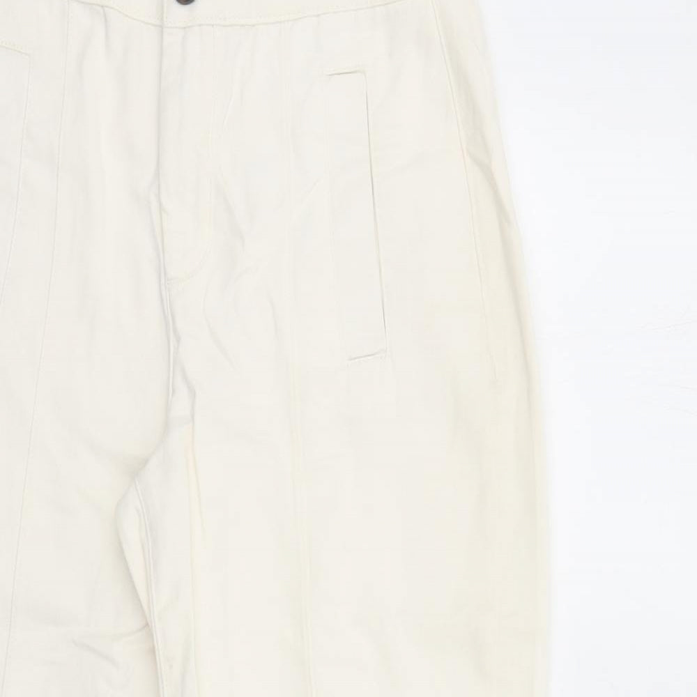 Phase Eight Womens Ivory Cotton Cropped Jeans Size 10 L24 in Regular Zip