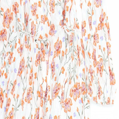 Per Una Womens Multicoloured Floral Viscose Wrap Dress Size 6 V-Neck Button