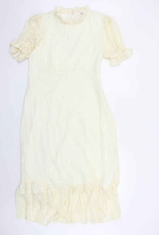 Finery Womens Ivory Striped Polyester Maxi Size 14 Round Neck Zip