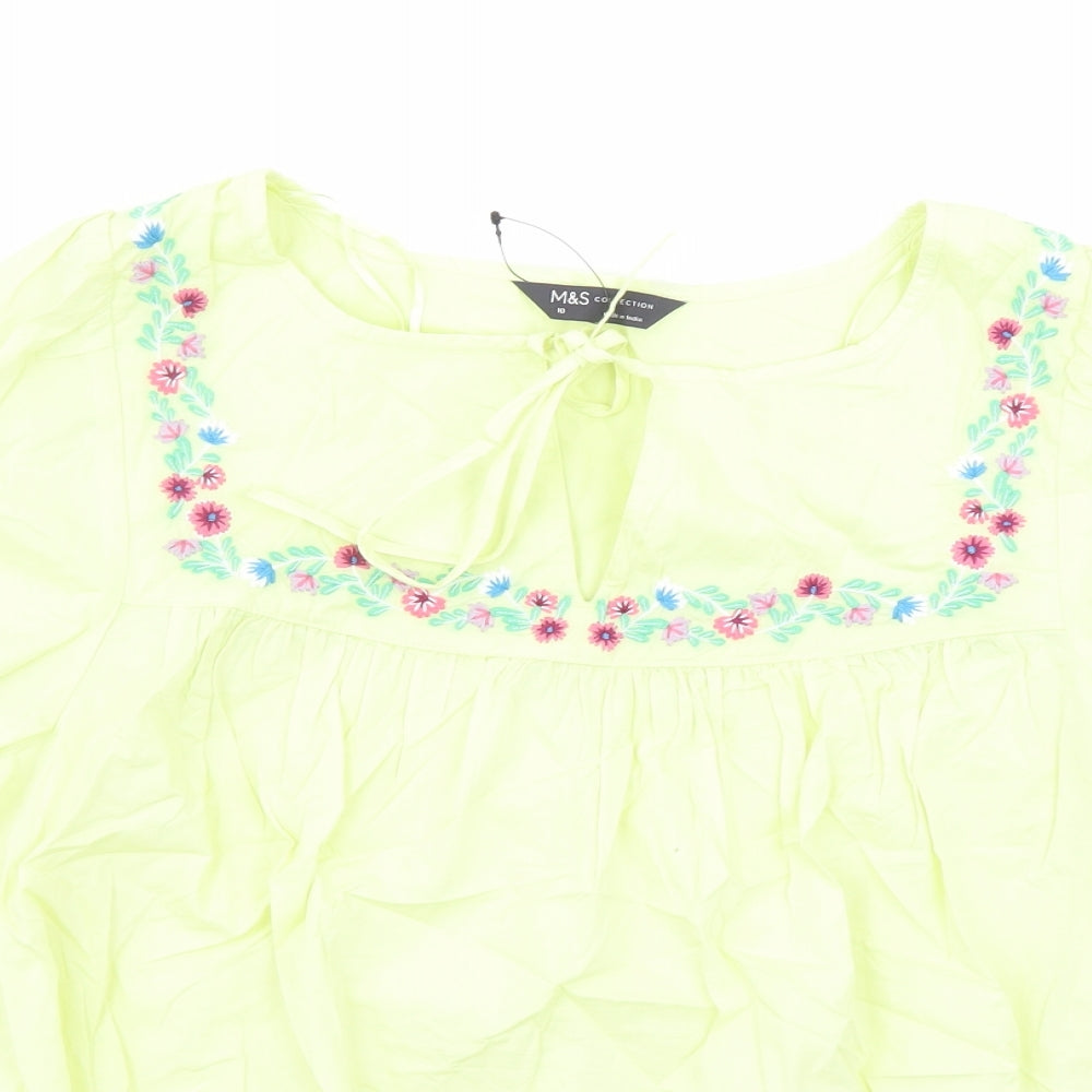 Womens UK Size 10 Marks and Spencer Yellow Basic Blouse