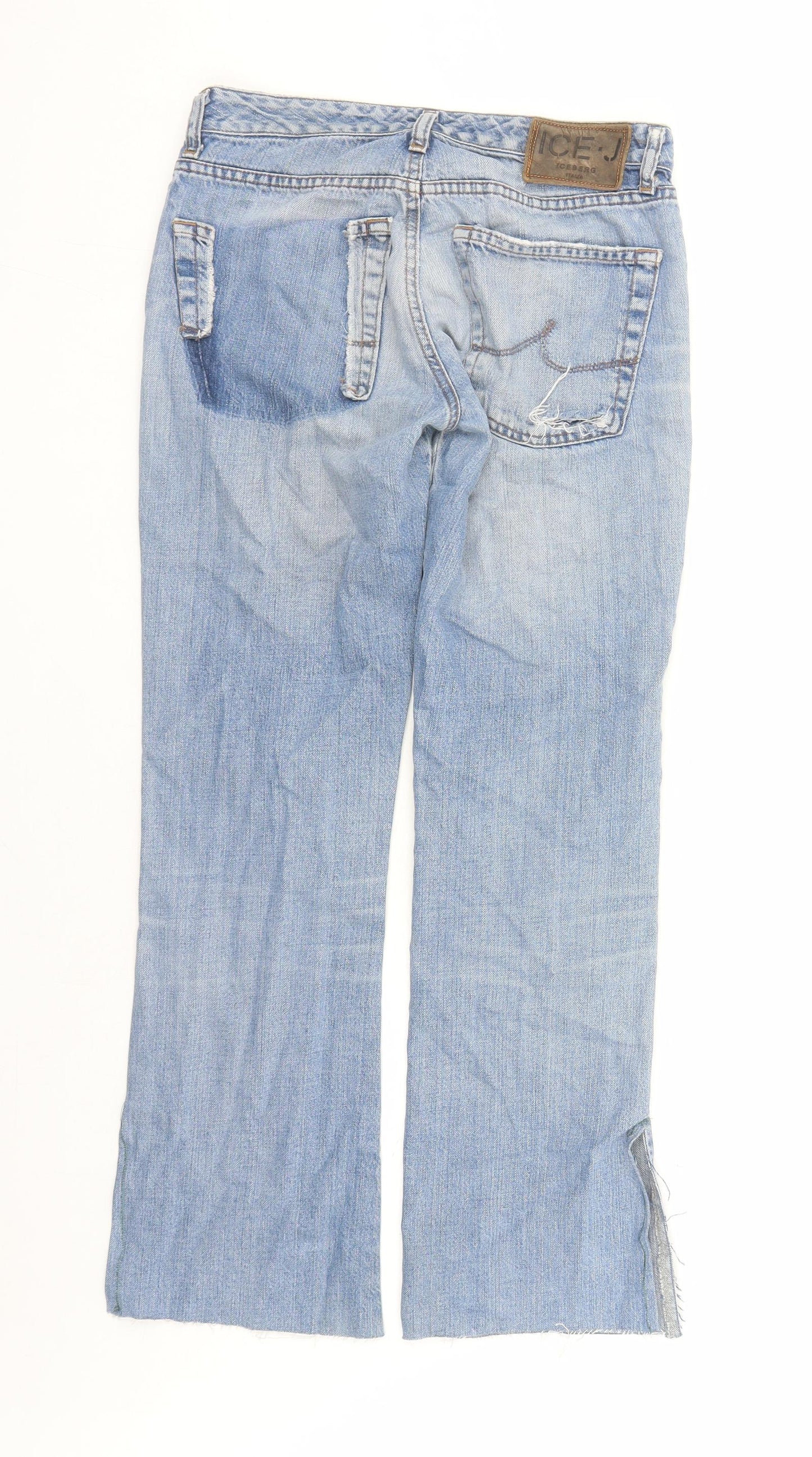 Iceberg Womens Blue Cotton Straight Jeans Size 28 in L28 in Regular Zip - Side Split Detail