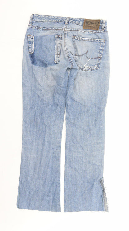Iceberg Womens Blue Cotton Straight Jeans Size 28 in L28 in Regular Zip - Side Split Detail