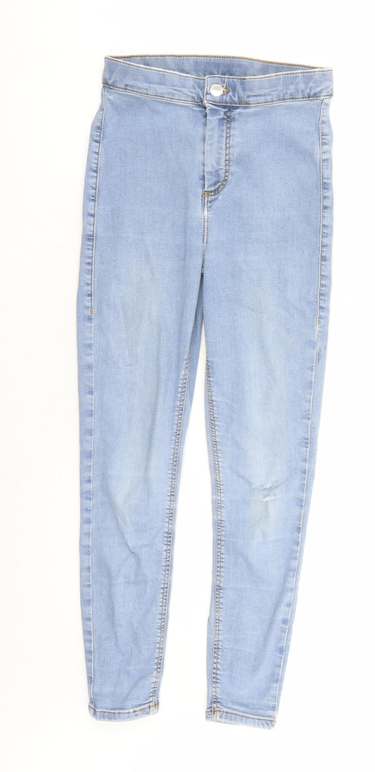 Topshop Womens Blue Cotton Skinny Jeans Size 26 in L25 in Regular Zip