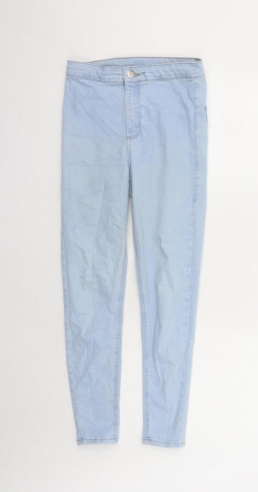 Topshop Womens Blue Cotton Skinny Jeans Size 24 in L26 in Regular Zip