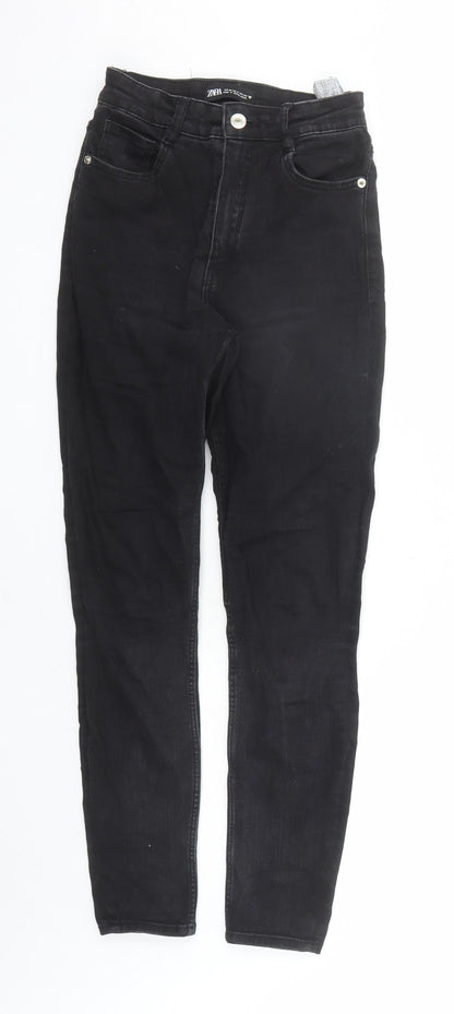 Zara Womens Black Cotton Skinny Jeans Size 24 in L27 in Regular Zip