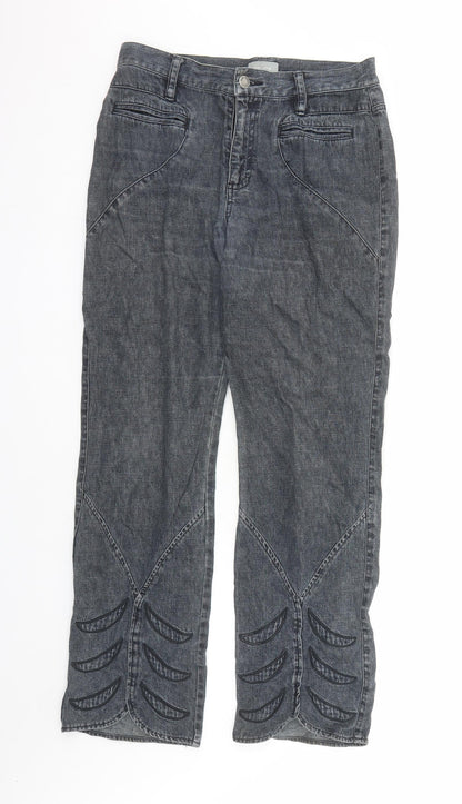 Per Una Womens Blue Cotton Straight Jeans Size 12 L29 in Regular Zip
