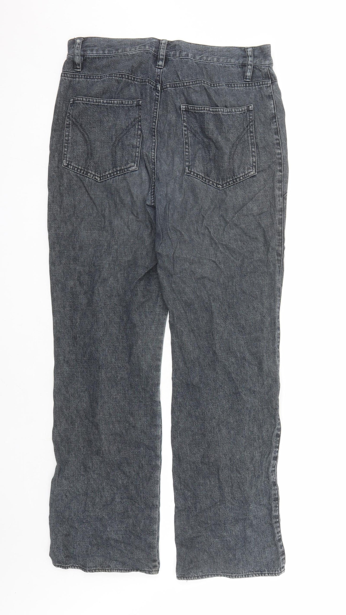 Per Una Womens Blue Cotton Straight Jeans Size 12 L29 in Regular Zip