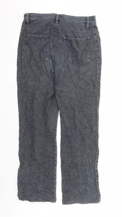 Per Una Womens Blue Cotton Straight Jeans Size 12 L29 in Regular Zip