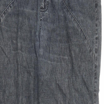 Per Una Womens Blue Cotton Straight Jeans Size 12 L29 in Regular Zip