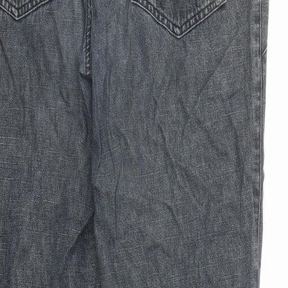 Per Una Womens Blue Cotton Straight Jeans Size 12 L29 in Regular Zip