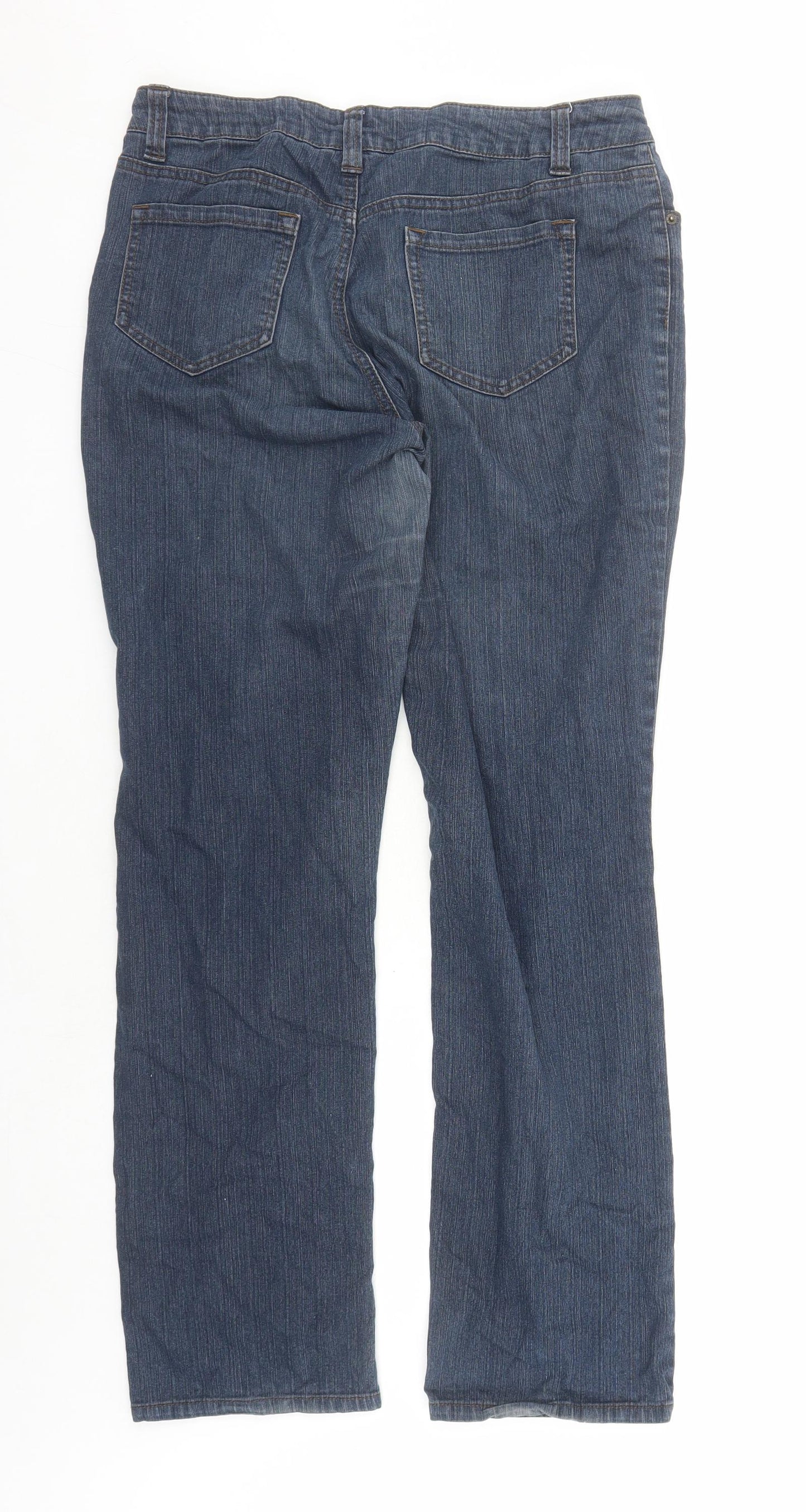 Now Womens Blue Cotton Straight Jeans Size 12 L31 in Regular Zip