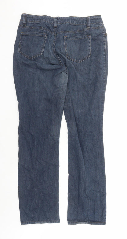 Now Womens Blue Cotton Straight Jeans Size 12 L31 in Regular Zip