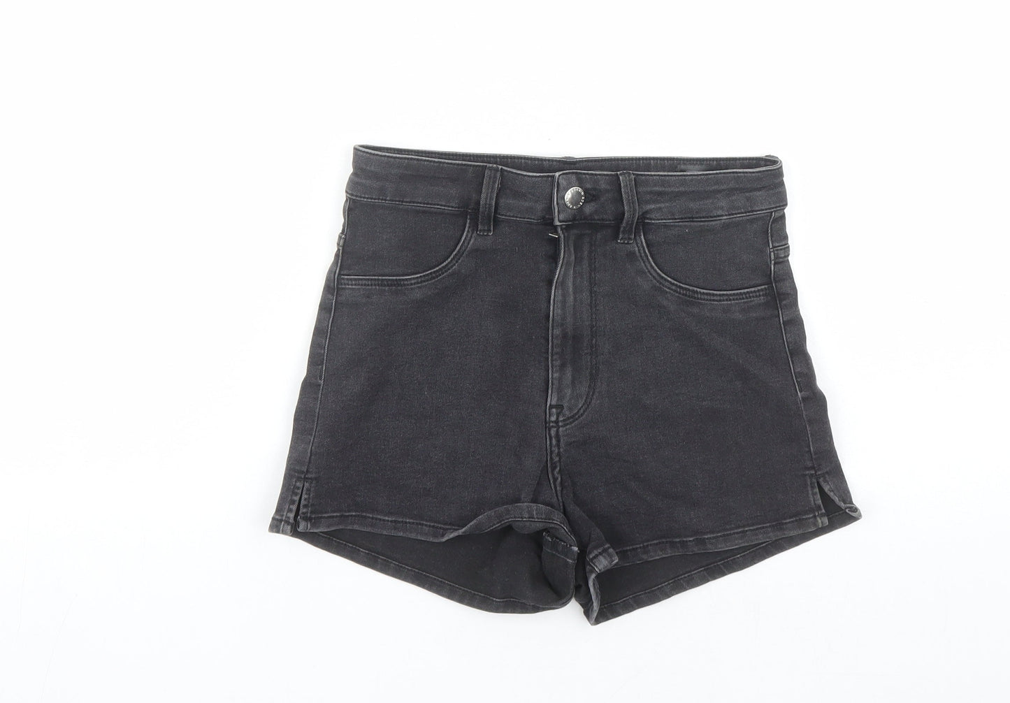 H&M Womens Black Cotton Hot Pants Shorts Size 26 in L3 in Regular Zip