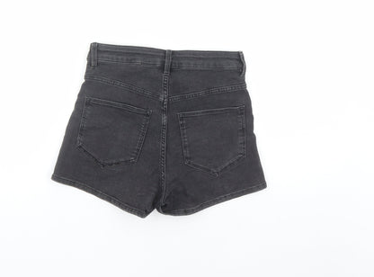 H&M Womens Black Cotton Hot Pants Shorts Size 26 in L3 in Regular Zip