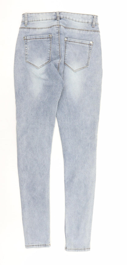 Miss One Womens Blue Cotton Skinny Jeans Size 12 L29 in Regular Zip