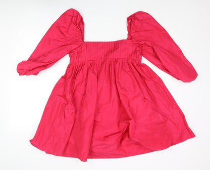 Zara Womens Pink Polyester A-Line Size S Sweetheart Zip - Pleated