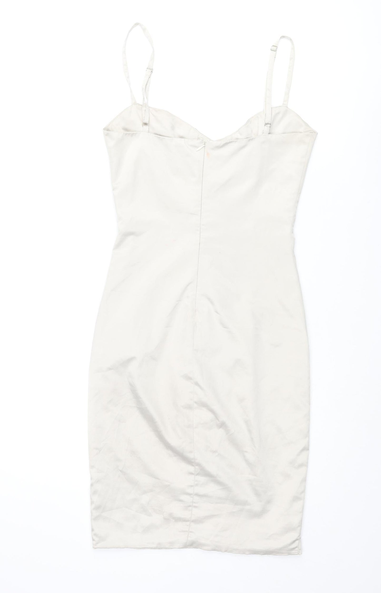 Beige Womens Beige Polyester Bodycon Size 8 Sweetheart Zip - Lace Up