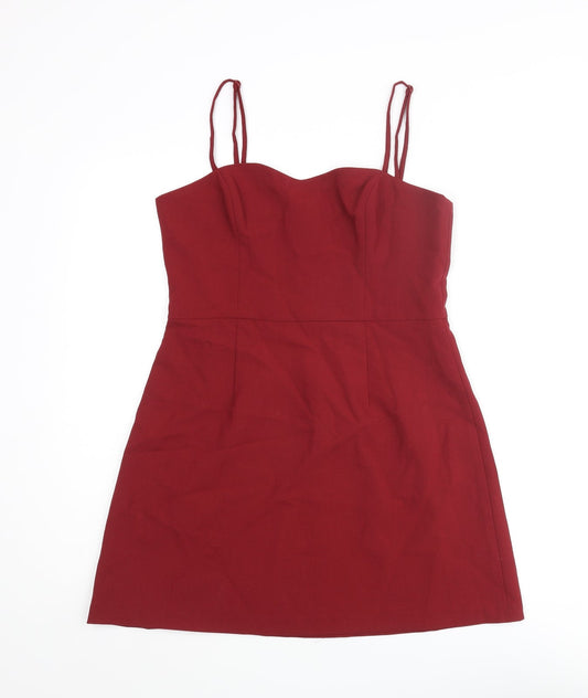 French Connection Womens Red Polyester Mini Size L Sweetheart Zip