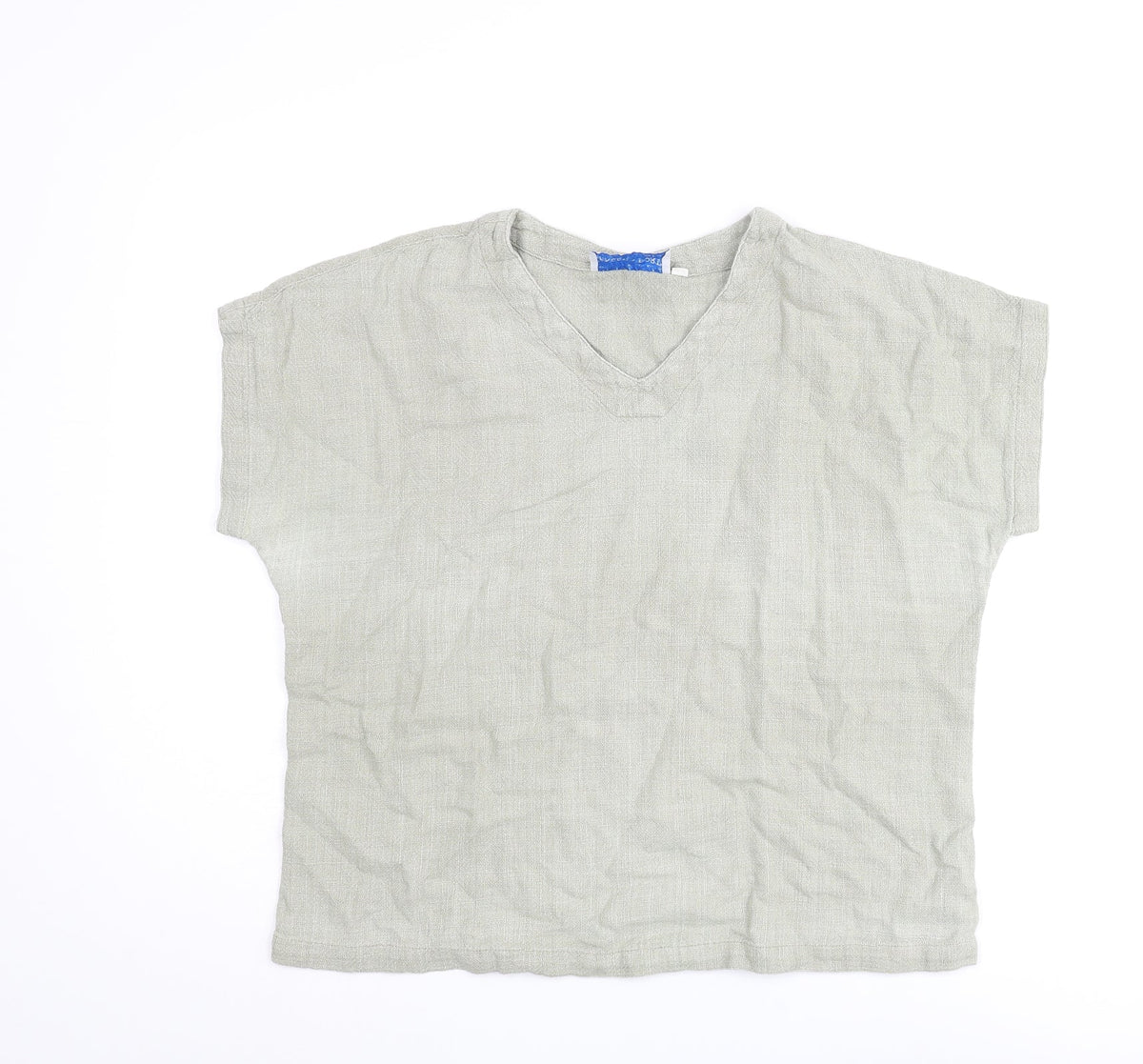 Snagam Imports Womens Green Cotton Basic Blouse Size M V-Neck