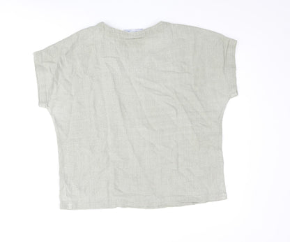 Snagam Imports Womens Green Cotton Basic Blouse Size M V-Neck