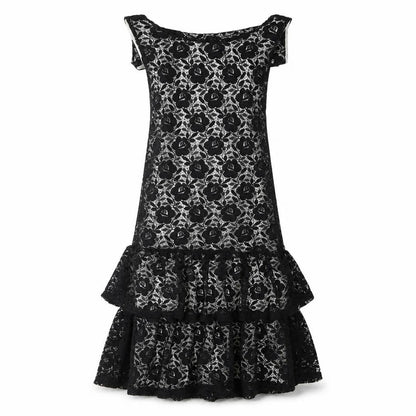 Miss Selfridge Womens Black Polyester Fit & Flare Size 6 Scoop Neck Pullover - Bow Frill