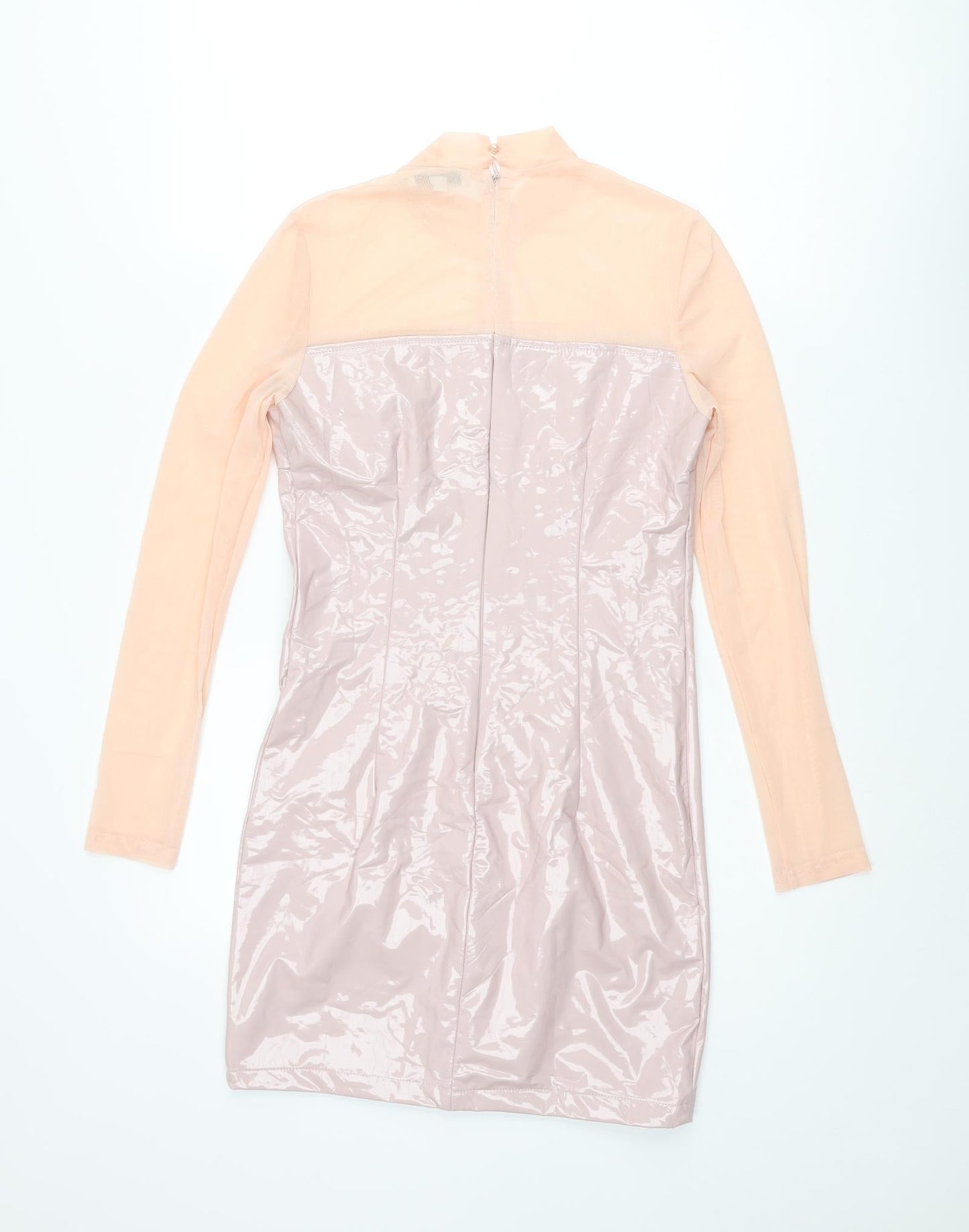 In the Style Womens Pink Polyurethane Mini Size 8 Mock Neck Zip