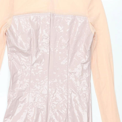 In the Style Womens Pink Polyurethane Mini Size 8 Mock Neck Zip