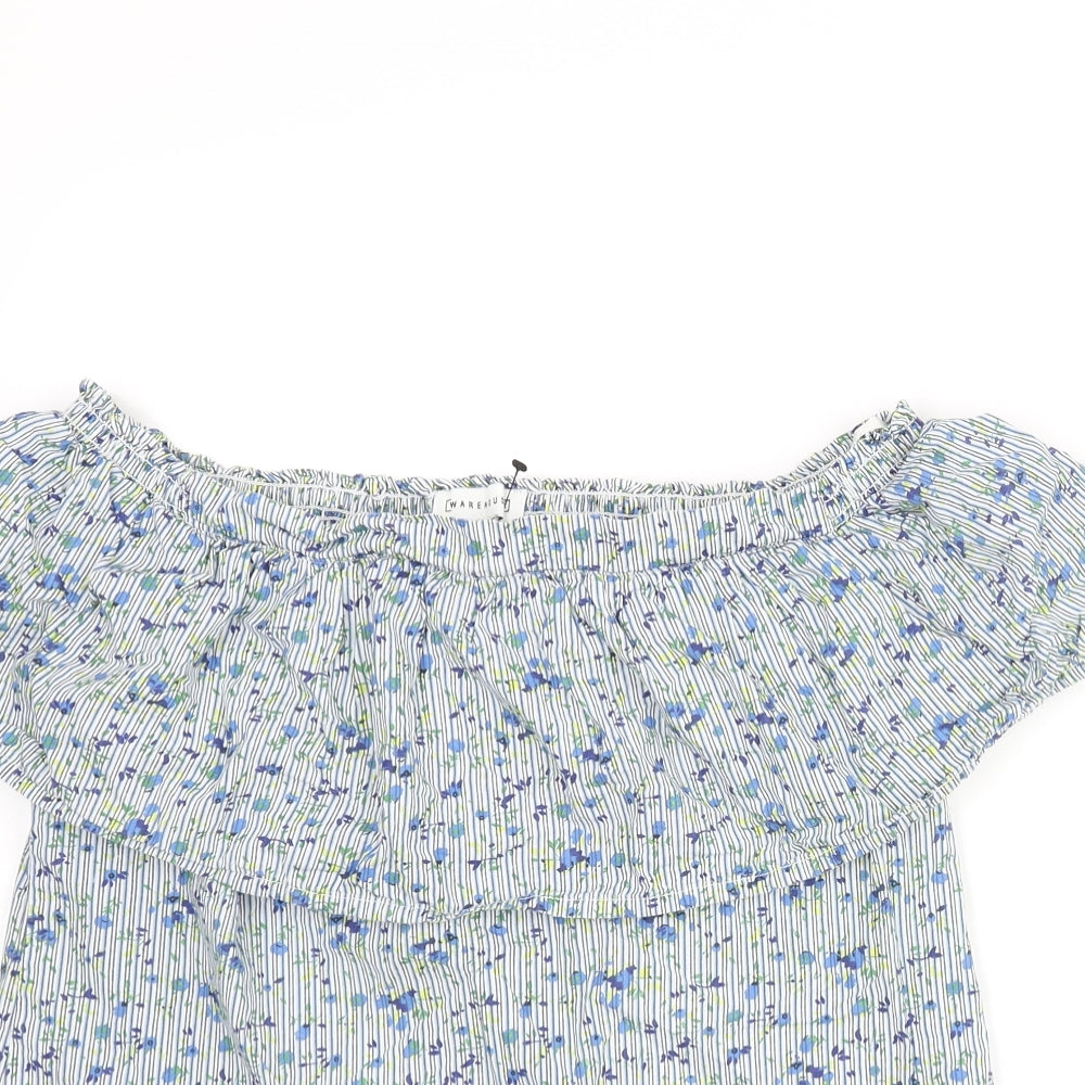 Womens UK Size 8 Warehouse Blue Basic Blouse