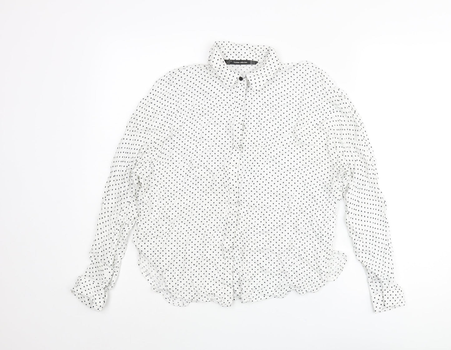 Womens UK Size M Zara White Basic Button-Up