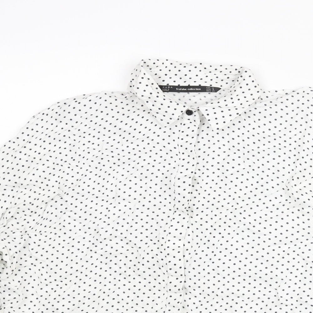Womens UK Size M Zara White Basic Button-Up
