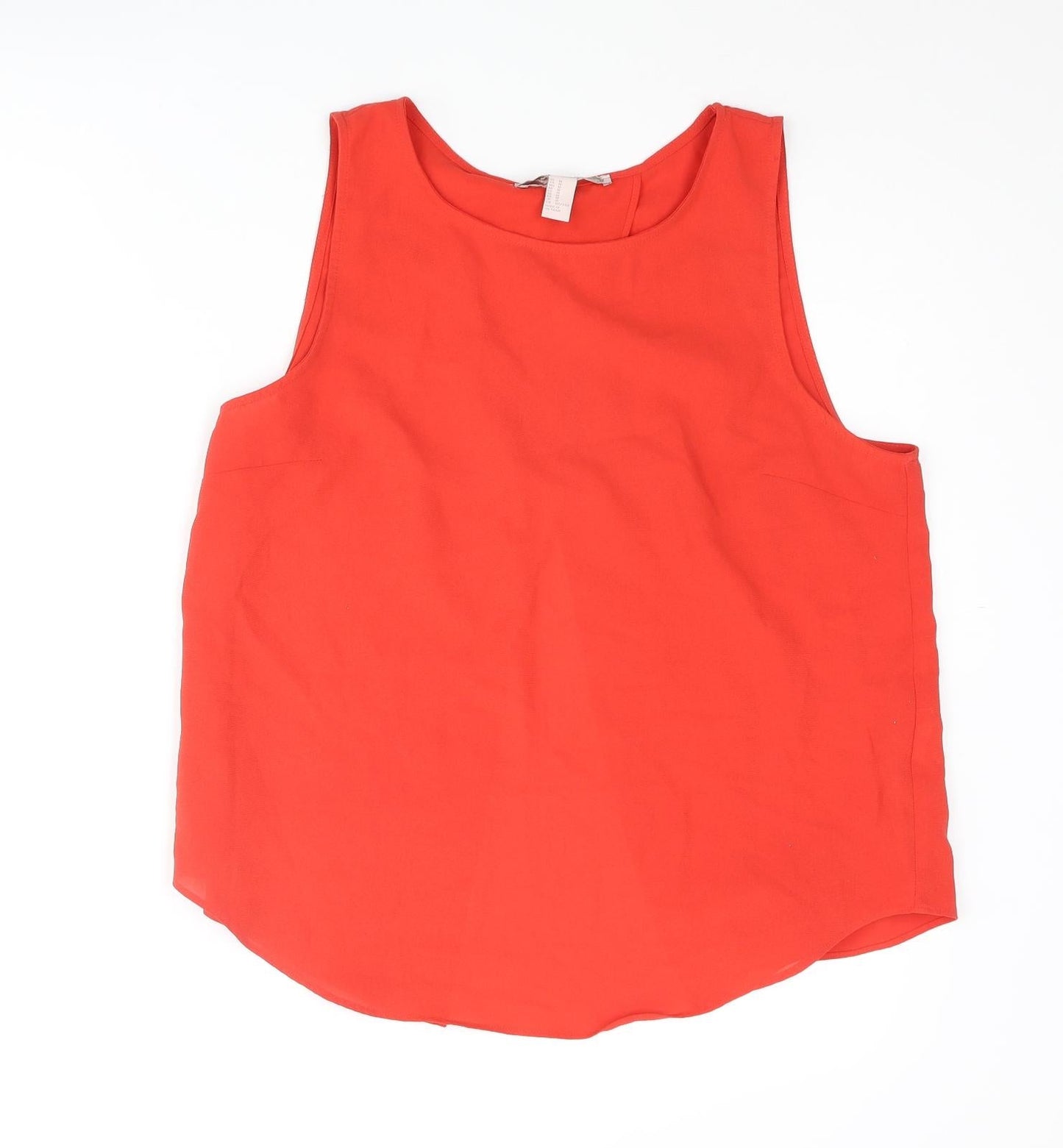 FOREVER 21 Womens Red Polyester Camisole Blouse Size M Round Neck - Open Back