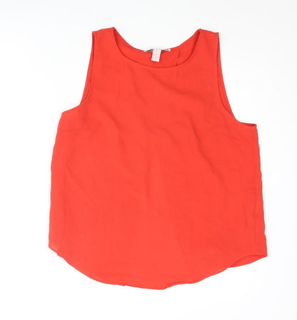 FOREVER 21 Womens Red Polyester Camisole Blouse Size M Round Neck - Open Back