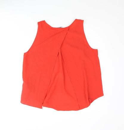 FOREVER 21 Womens Red Polyester Camisole Blouse Size M Round Neck - Open Back