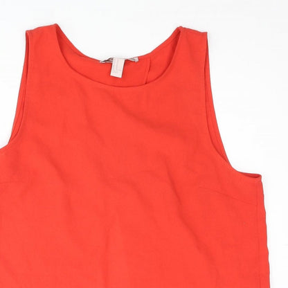 FOREVER 21 Womens Red Polyester Camisole Blouse Size M Round Neck - Open Back