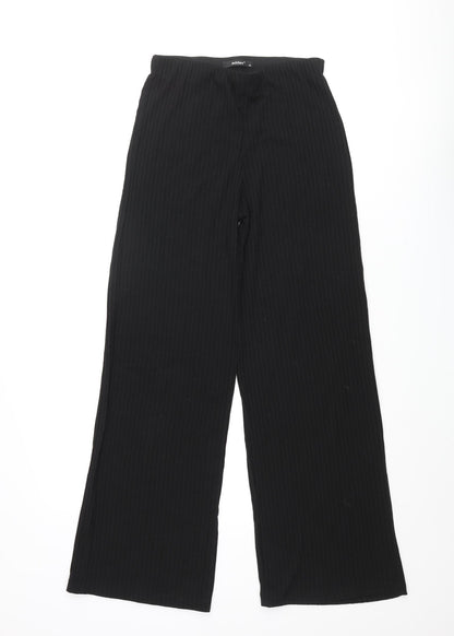Addax Womens Black Viscose Trousers Size M L30 in Regular - Ribbed