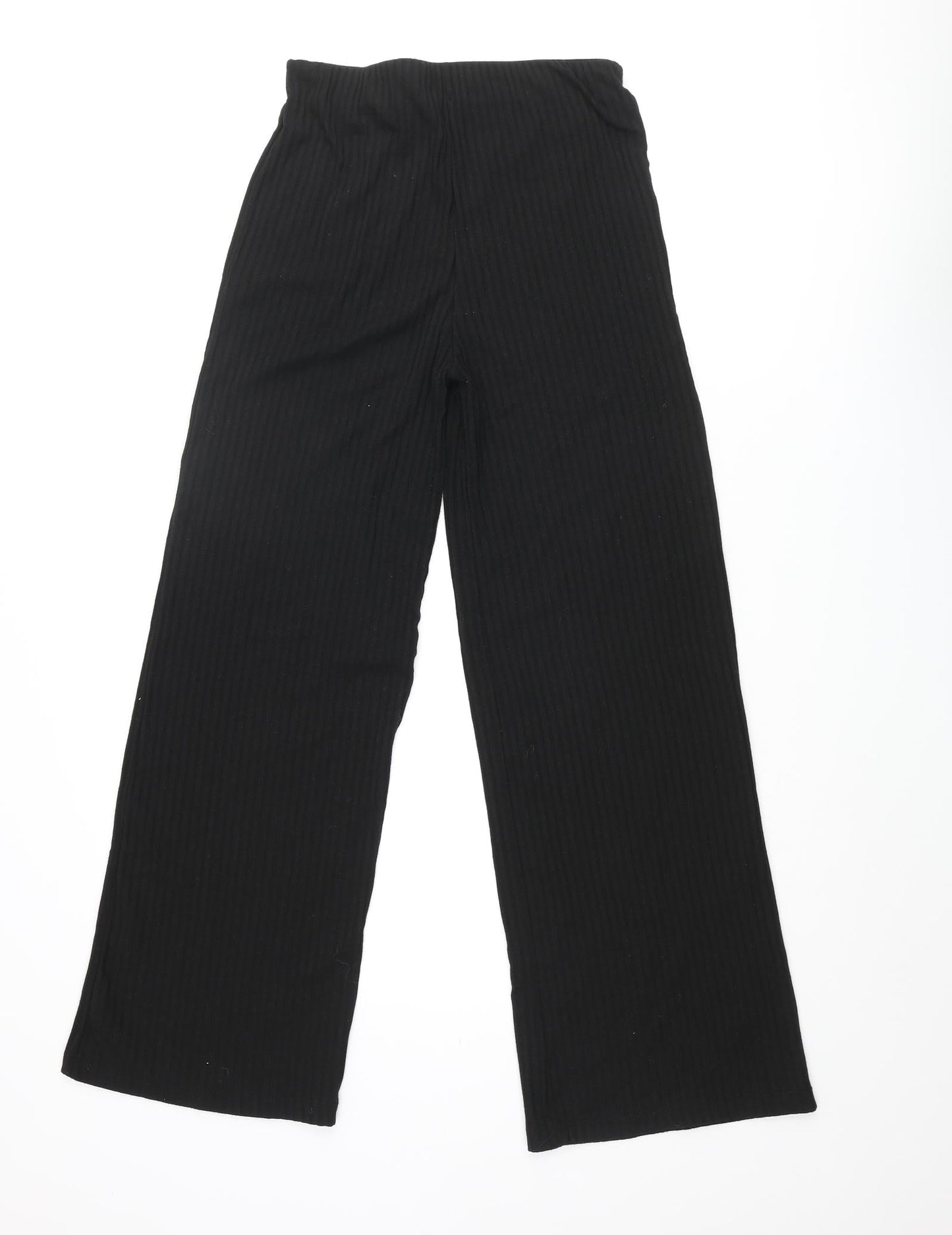 Addax Womens Black Viscose Trousers Size M L30 in Regular - Ribbed