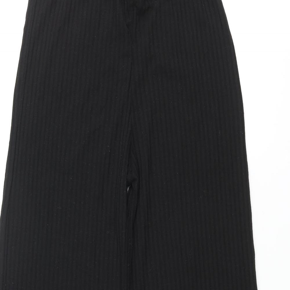 Addax Womens Black Viscose Trousers Size M L30 in Regular - Ribbed