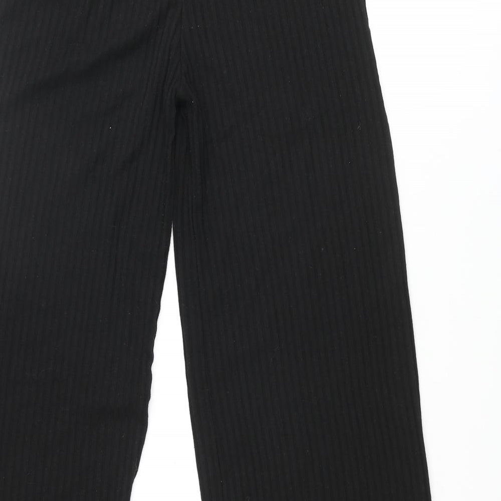 Addax Womens Black Viscose Trousers Size M L30 in Regular - Ribbed