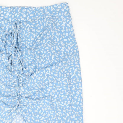 Cider Womens Blue Floral Polyester Straight & Pencil Skirt Size S Zip - Drawstring