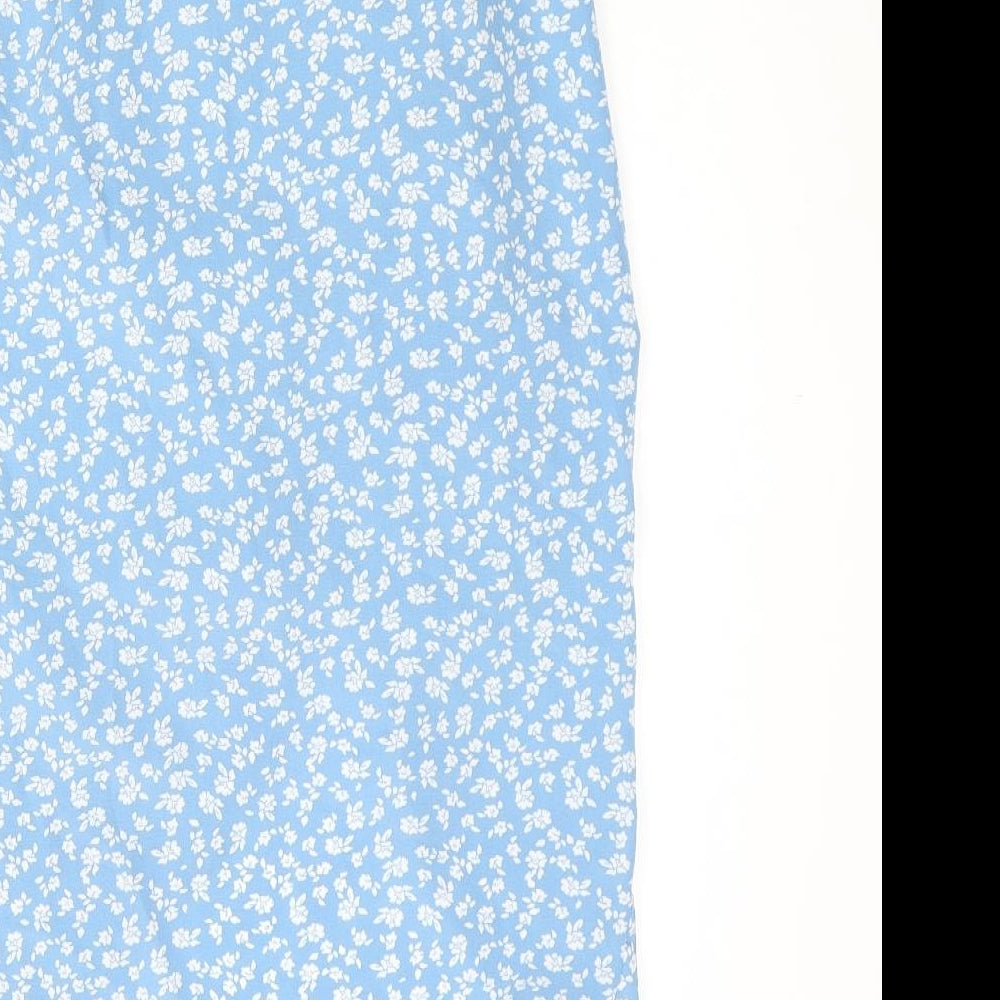 Cider Womens Blue Floral Polyester Straight & Pencil Skirt Size S Zip - Drawstring