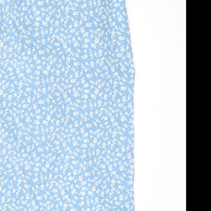 Cider Womens Blue Floral Polyester Straight & Pencil Skirt Size S Zip - Drawstring