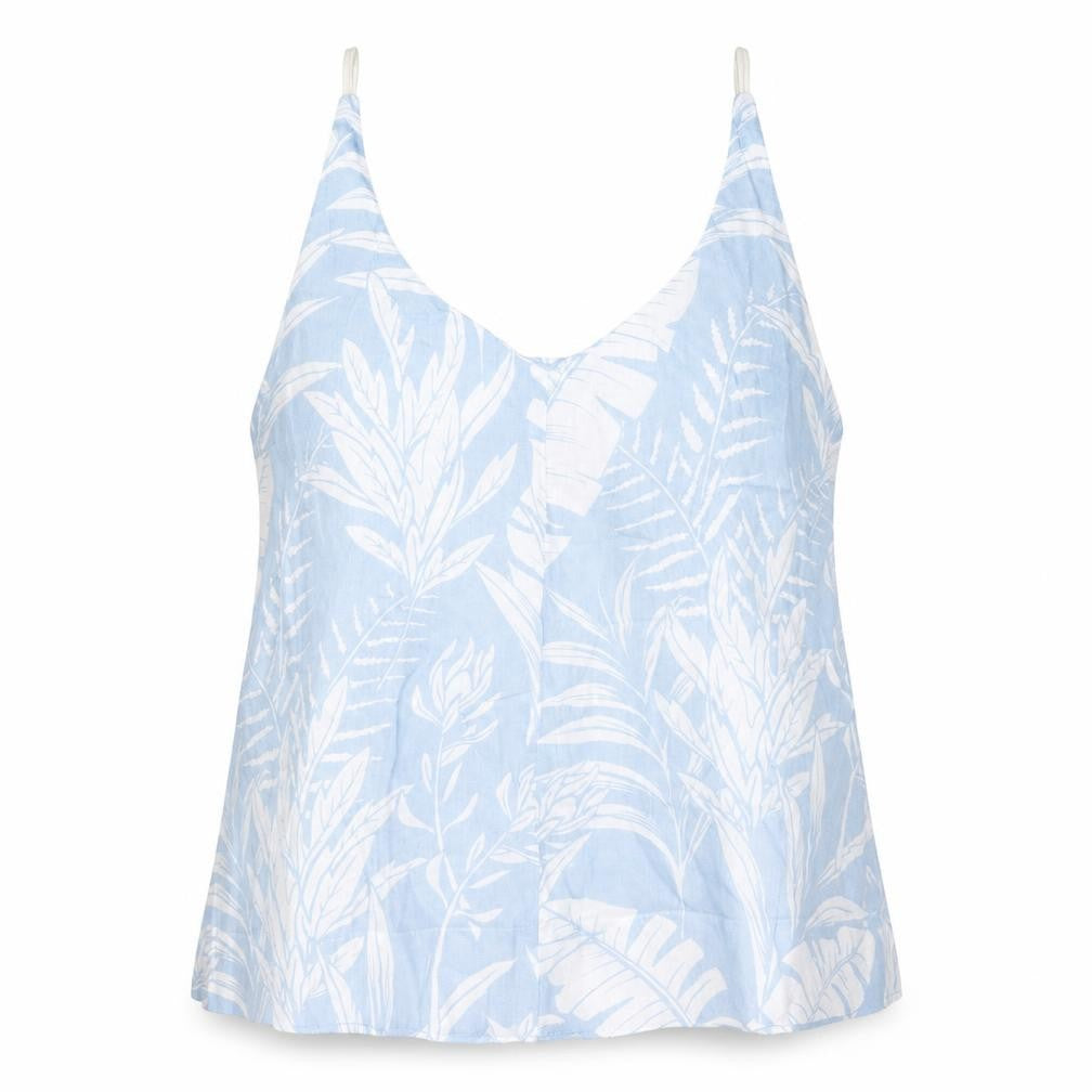 Topshop Womens Blue Geometric Viscose Camisole Tank Size 14 Scoop Neck - Leaf Print