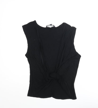 French Connection Womens Black Viscose Camisole Tank Size L V-Neck - Twist
