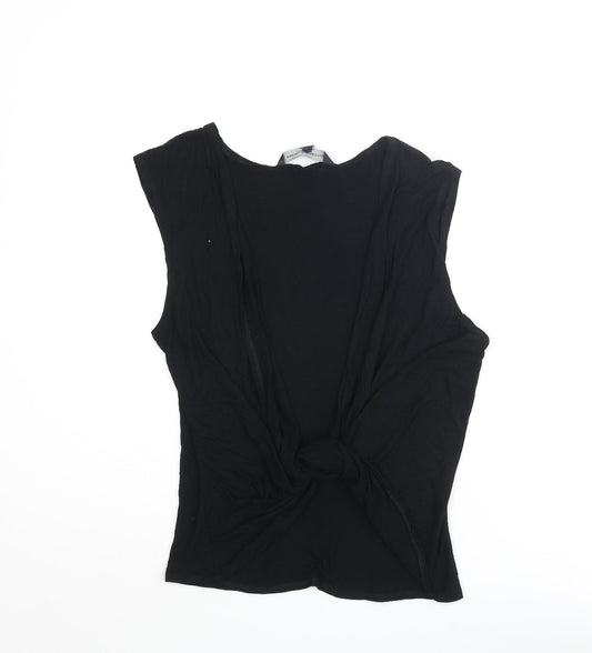 French Connection Womens Black Viscose Camisole Tank Size L V-Neck - Twist