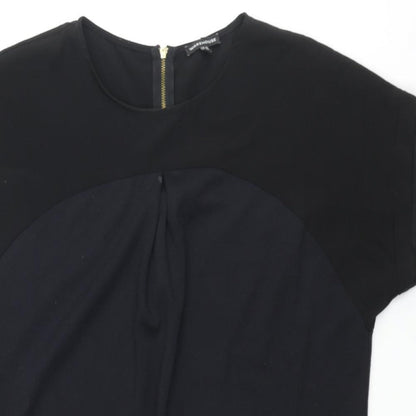 Warehouse Womens Black Polyester Shift Size 10 Round Neck Zip