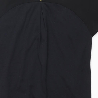Warehouse Womens Black Polyester Shift Size 10 Round Neck Zip
