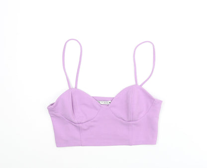 Zara Womens Purple Polyester Cropped Tank Size S Sweetheart - Bralette