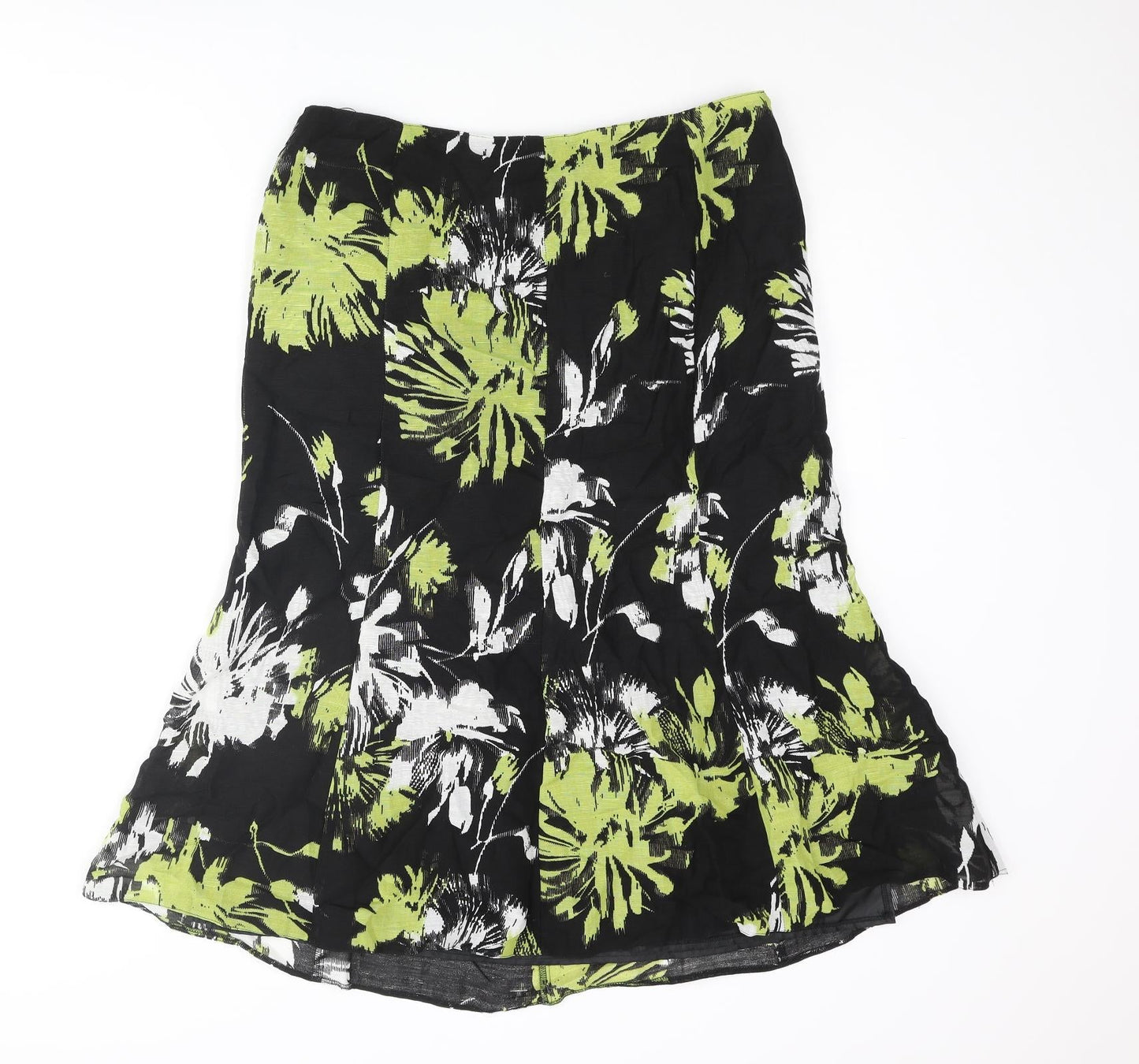 CC Womens Multicoloured Floral Viscose Trumpet Skirt Size 14 Zip